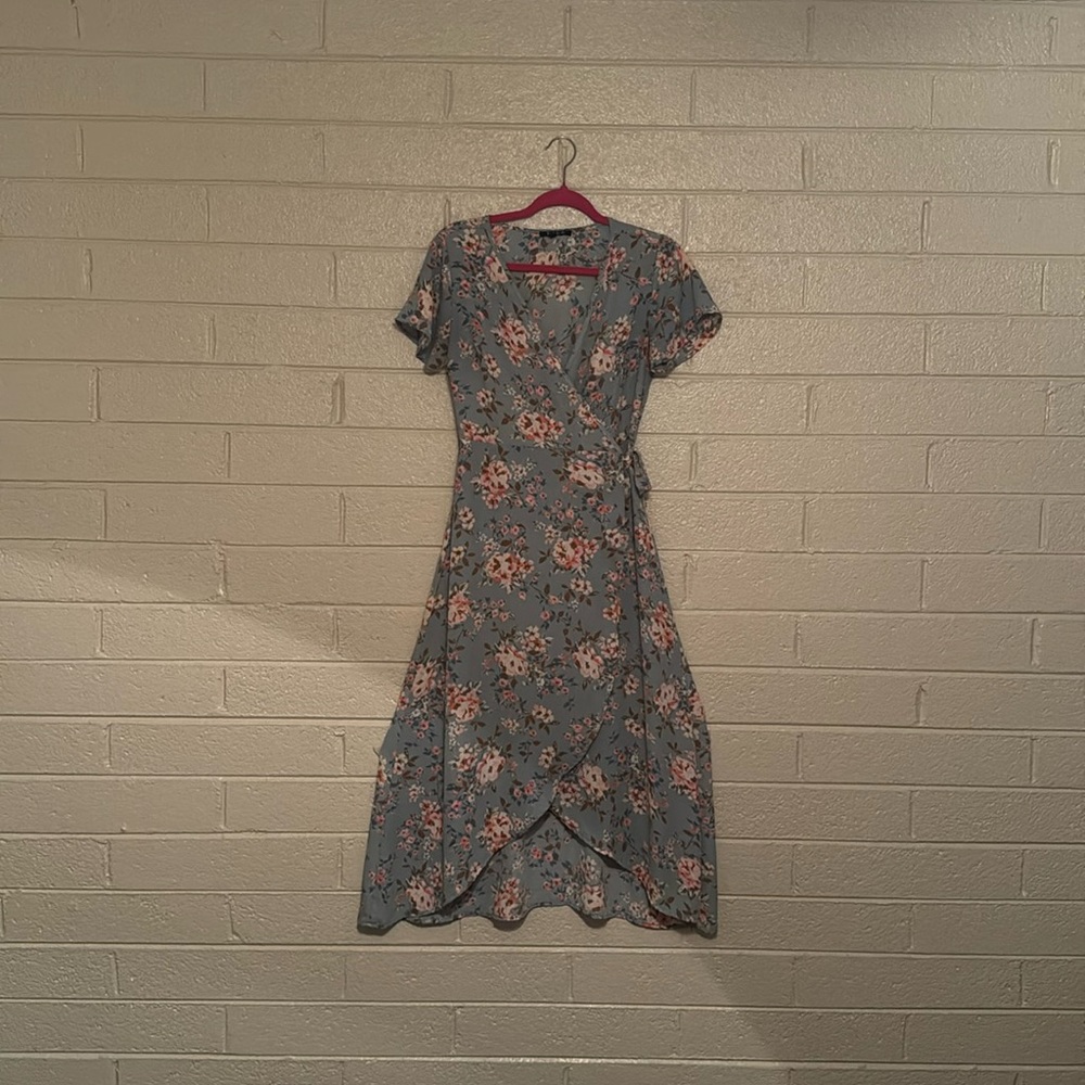 High-Low Wrap Around floral dress.